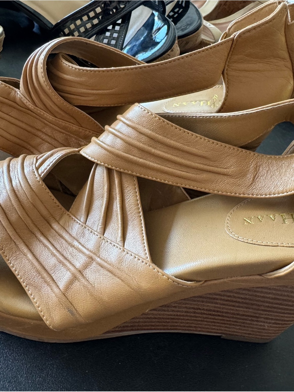 Cole Haan Tan Leather Wedge Sandals